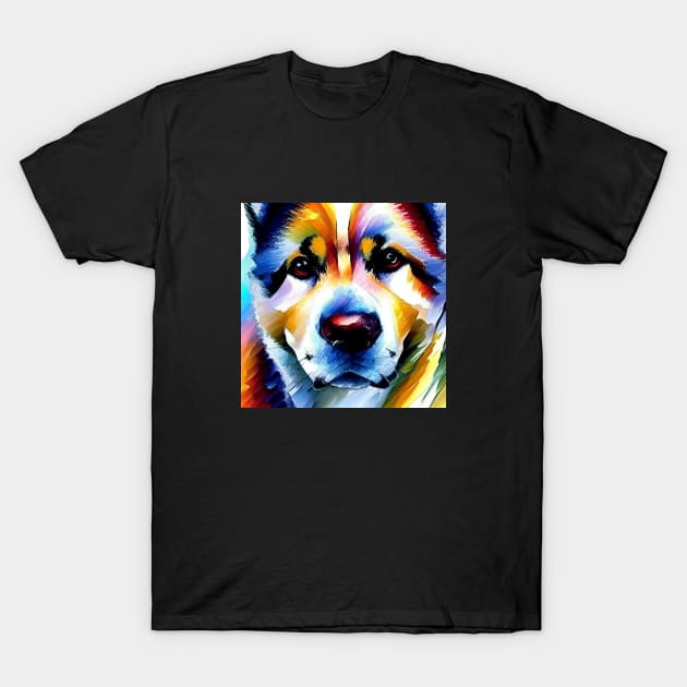 Akita - Colorful Close Up T-Shirt by ArtistsQuest